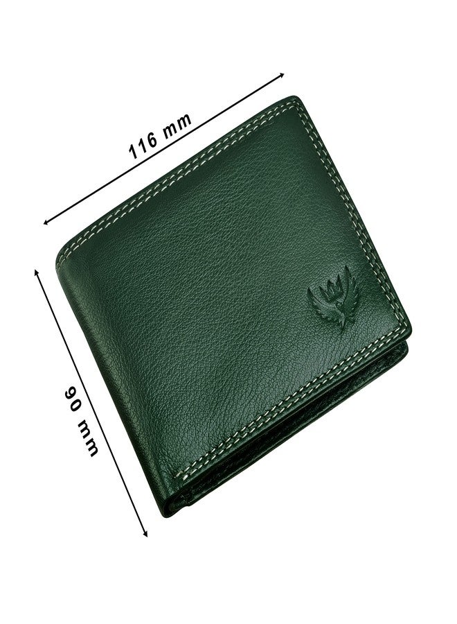 LORENZ® Bi-Fold Premium Green RFID Blocking Grain Leather Wallet for Men | Soft Nappa Men's Leather Wallet | GL-57 - Image 5